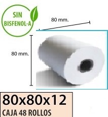 Caja rollos de papel 80x80 48R.termico Blanco S/Bisfenol